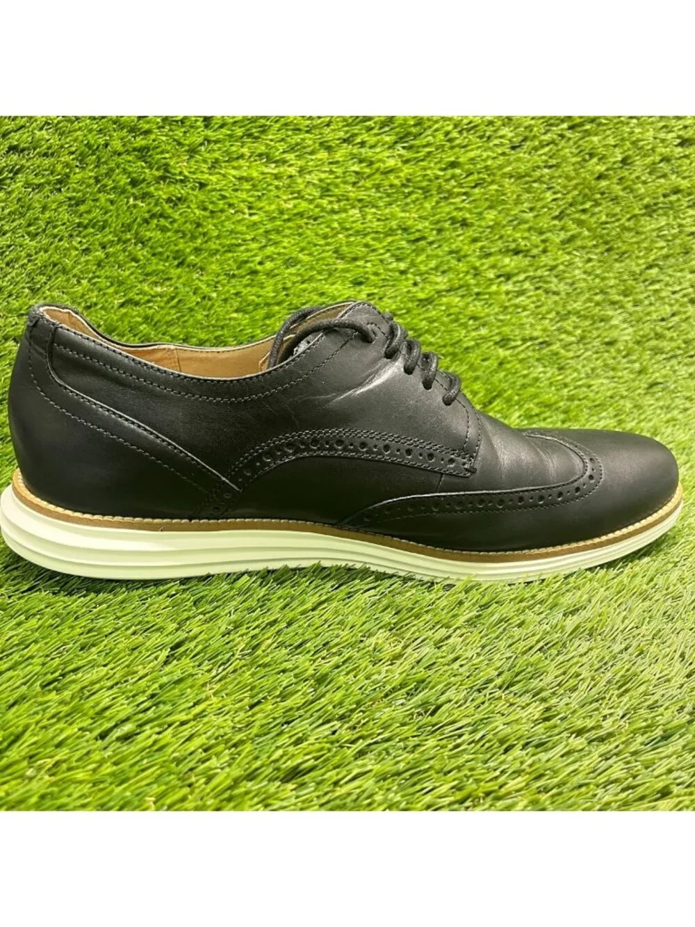 Cole Haan OriginalGrand Mens Size 13 Black Classic Lace Up Wingtip Oxford Shoes